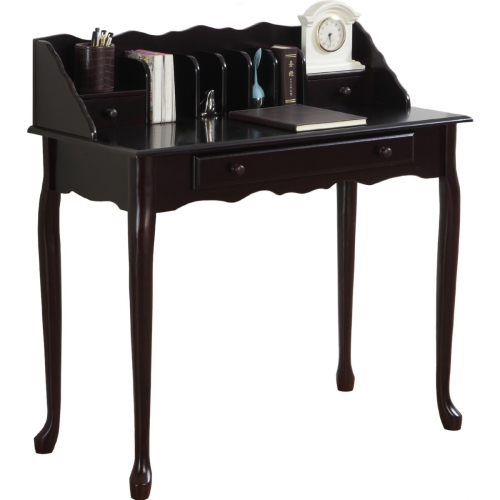 36" Secretary Desk in Dark Cherry with Scallop Trim